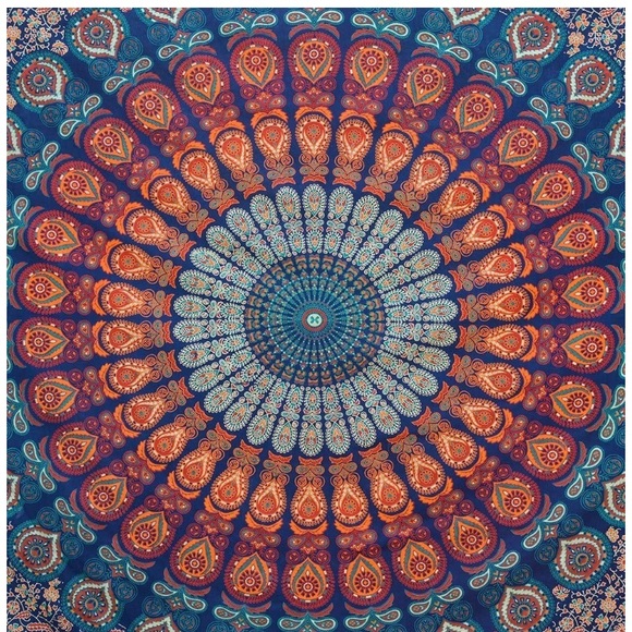 Colorful Retro Hippie Floral Bohemian Mandala Tapestry/Blanket/Art Decoration - Picture 4 of 9